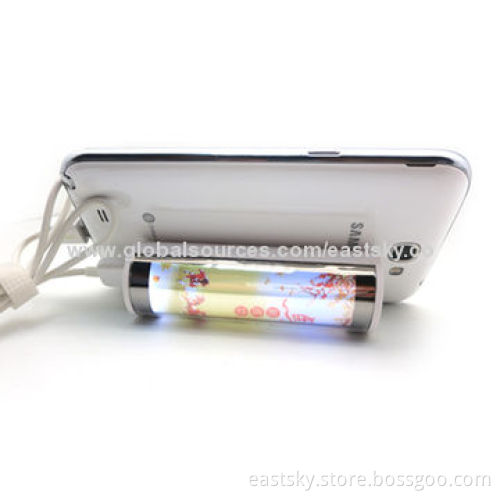 Elegant power bank charger, 2200mAh, LED light box design